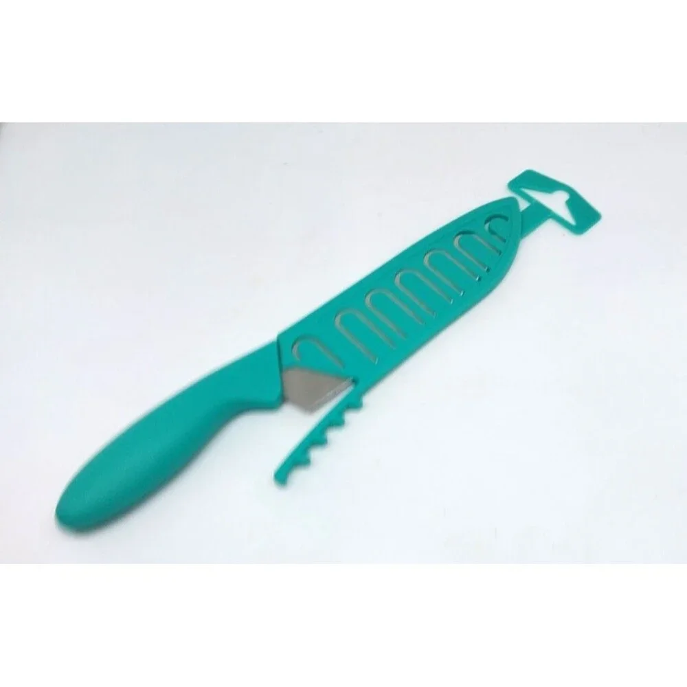 Teal Utility Knife Blue Handle Blade Cover Stainless Steel Kitchen Tool &